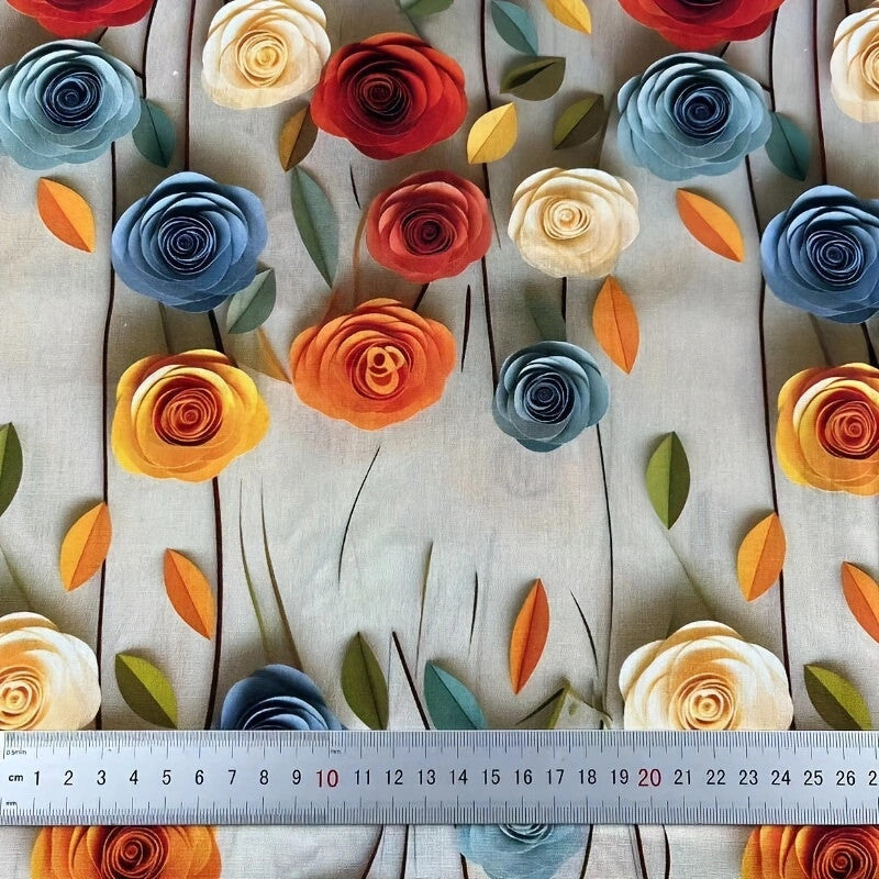3D Blooming Floral Cotton Fabric – Vibrant Printed Textile
