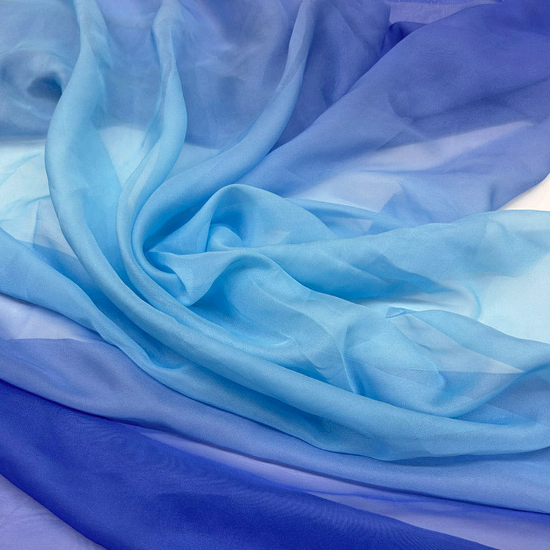 Royal Blue & Light Blue Gradient Chiffon - Transparent Draping Tulle