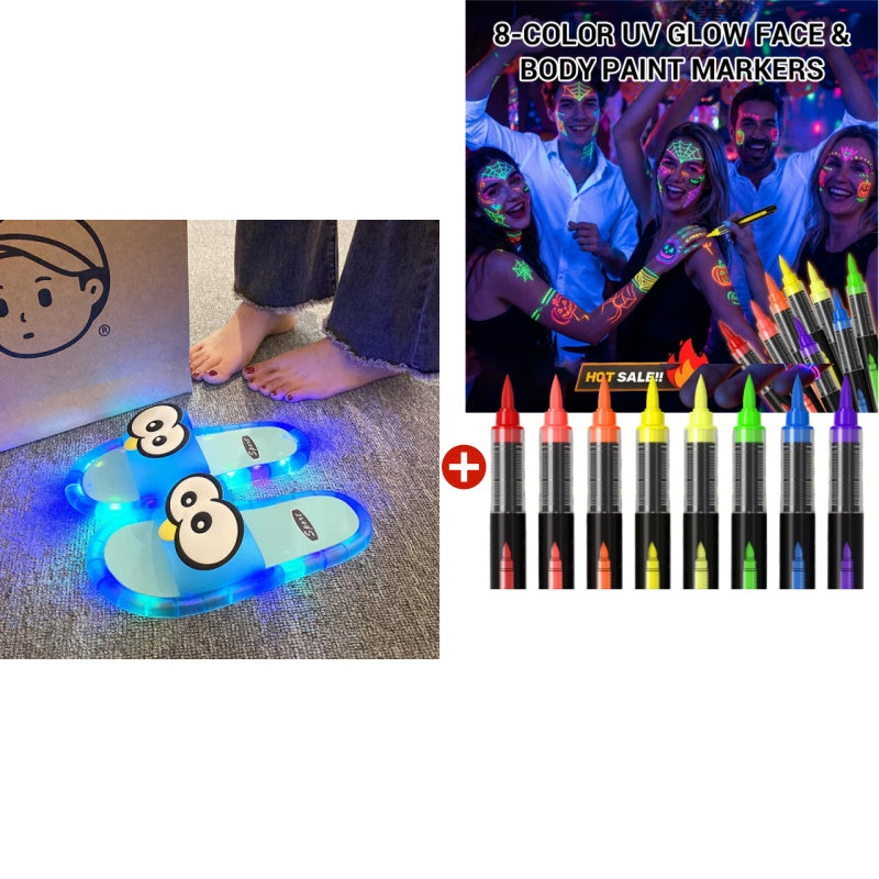 👣👣Cute LED Light-Up Plush Slippers for Women – Soft Cozy Indoor House Shoes