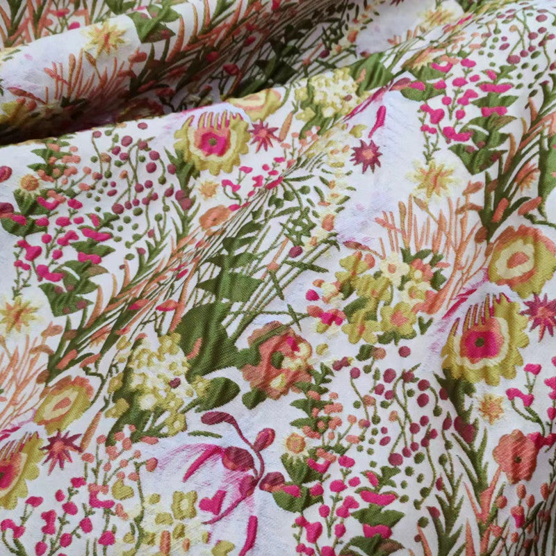 Pastoral Style Flowers Jacquard - 3D Embossed Brocade