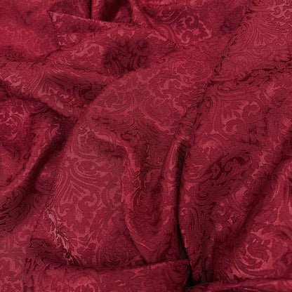 Burgundy 3D Brocade – Textured Jacquard Fabric by the Yard