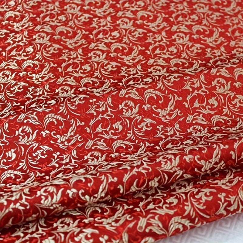 Red & Gold Victorian Brocade - Small Pattern Jacquard Fabric