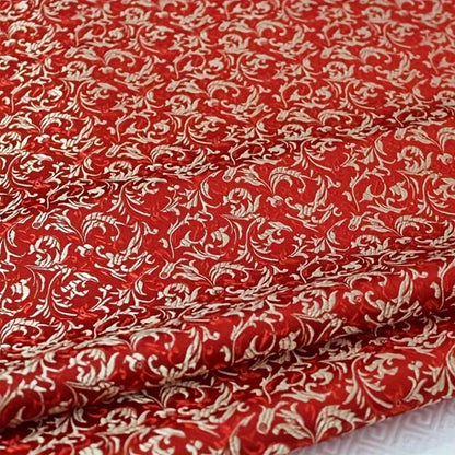 Red & Gold Victorian Brocade - Small Pattern Jacquard Fabric