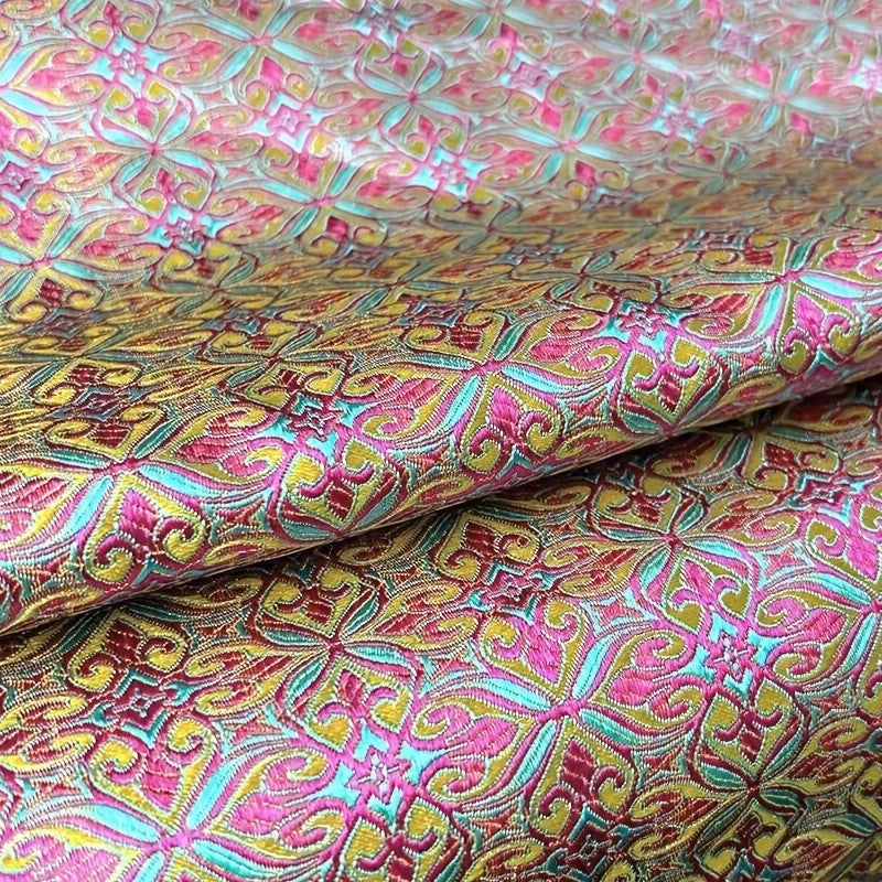 Colorful Nigerian Jacquard Brocade - Geometric Woven Textile