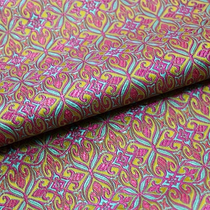 Colorful Nigerian Jacquard Brocade - Geometric Woven Textile