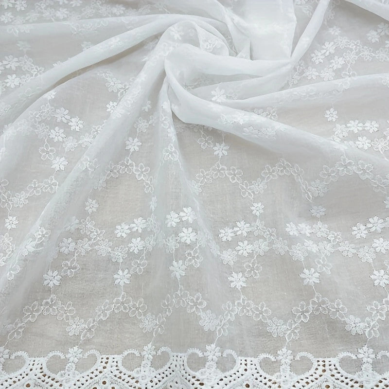 Floral Broderie Anglaise Cotton Voile – Sheer Embroidered Fabric