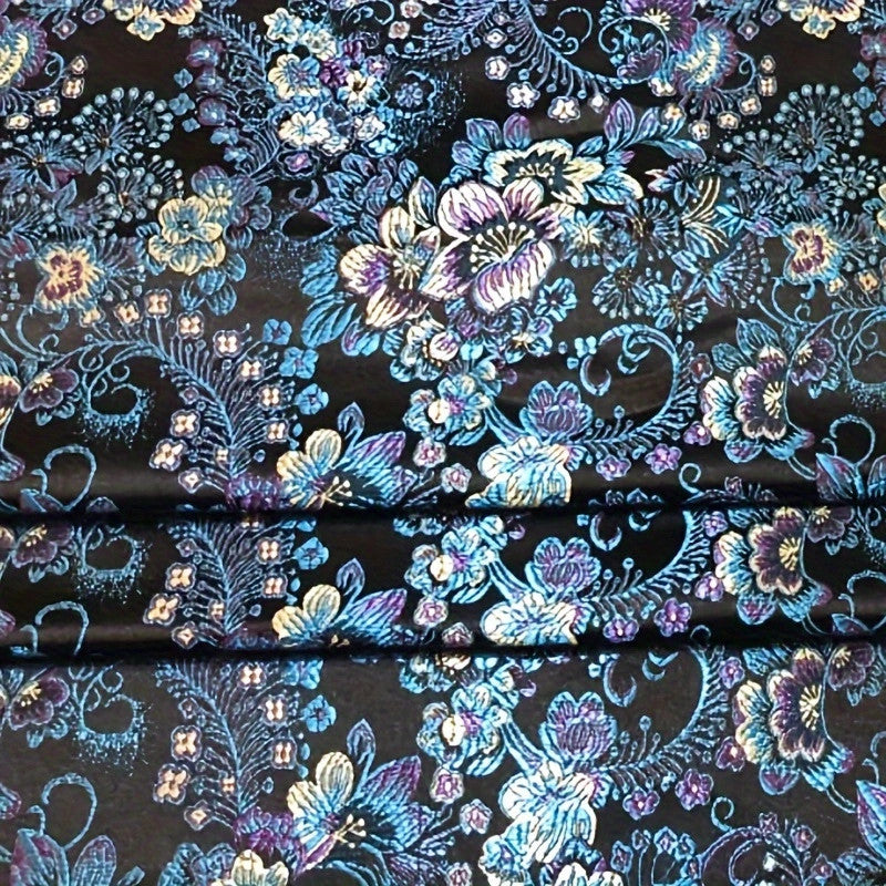 Black Multi-Color Floral Brocade – Luxe Jacquard Fabric