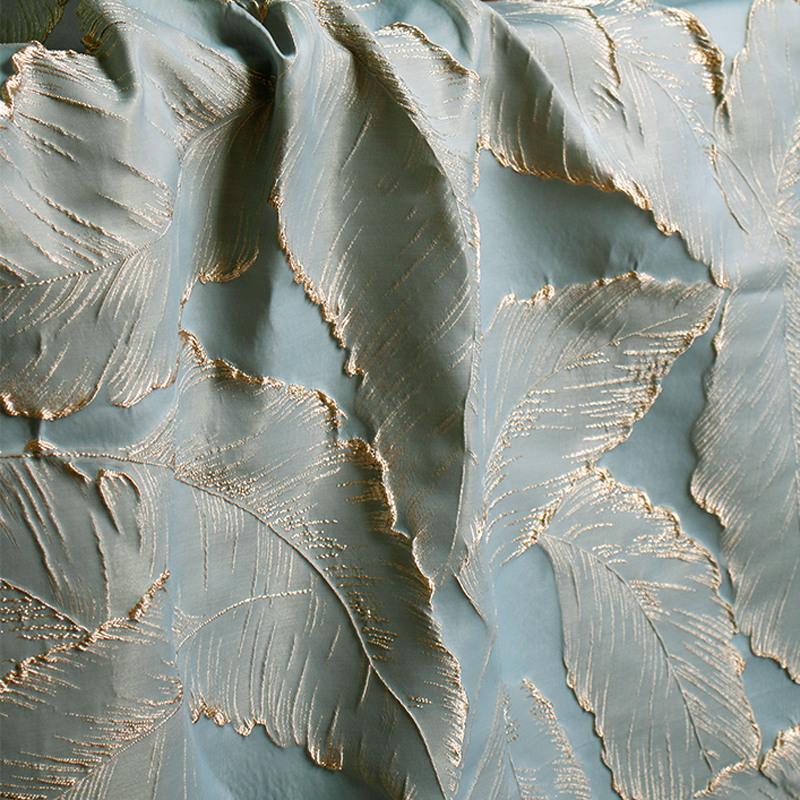 3D Metallic Embroidery Embossed Brocade - Large Leaf Tapestry Cloth