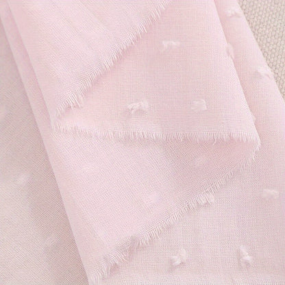Pink Polka Dot Embroidery Cotton - Thin and Soft Jacquard Weave