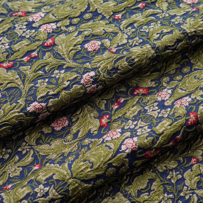 Vintage 3D Floral Jacquard - Green Vine Embossed Brocade Fabric