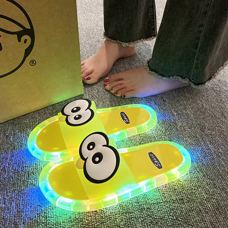 👣👣Cute LED Light-Up Plush Slippers for Women – Soft Cozy Indoor House Shoes