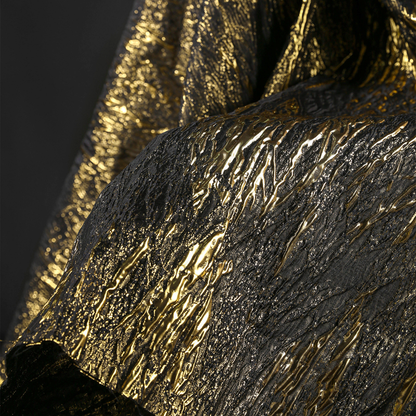 Black Gold Abstract Metallic Brocade - Designer Embossed Texture