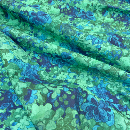 Elegant Teal Green Floral Print Cotton Fabric - Soft Breathable Cotton