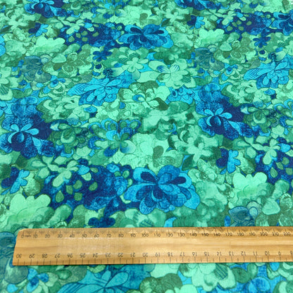 Elegant Teal Green Floral Print Cotton Fabric - Soft Breathable Cotton