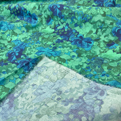 Elegant Teal Green Floral Print Cotton Fabric - Soft Breathable Cotton