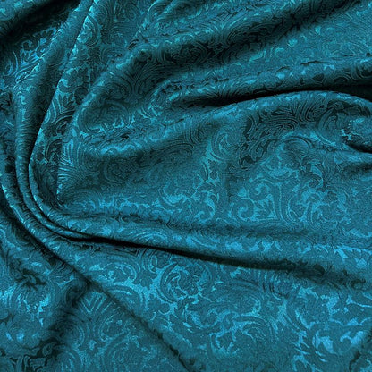 Small Damask Pattern Brocade – Cyan Jacquard Textured Fabric