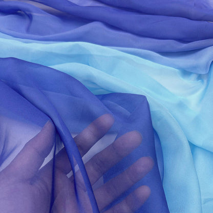 Royal Blue & Light Blue Gradient Chiffon - Transparent Draping Tulle
