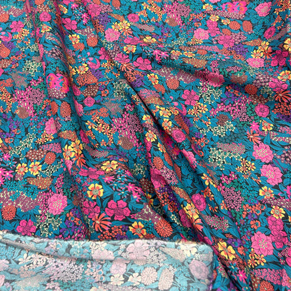 Lightweight Vibrant Floral 60S Cotton - Colorful Bloom Flower Print