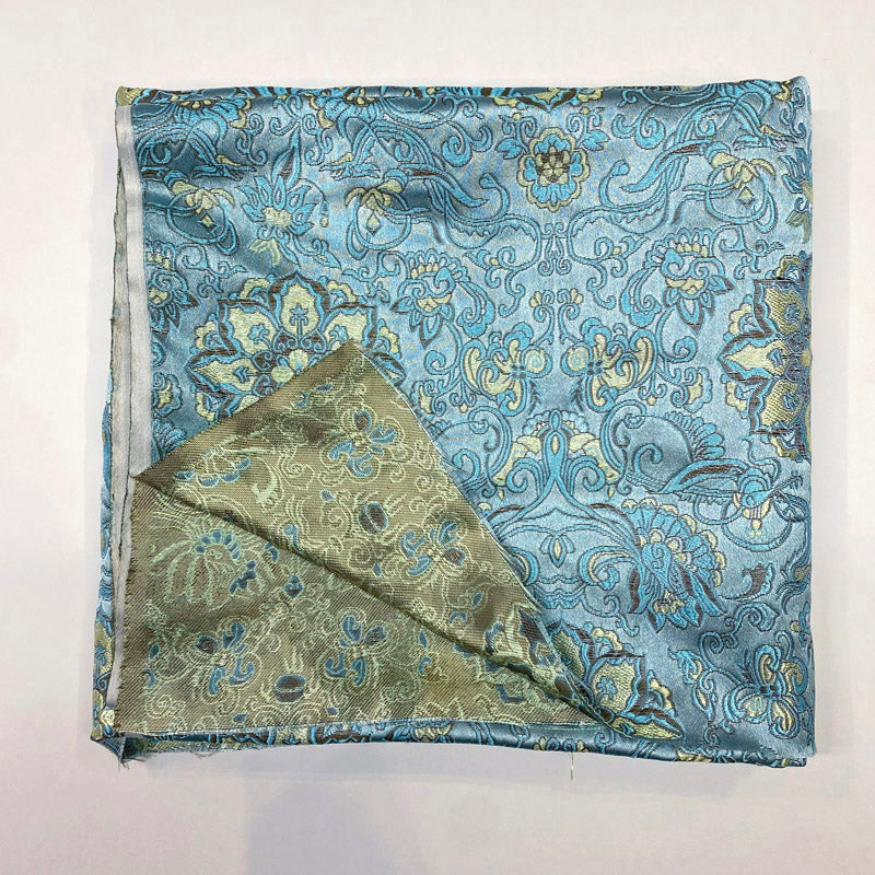 Teal Blue Damask Brocade – Elegant Jacquard Woven Fabric