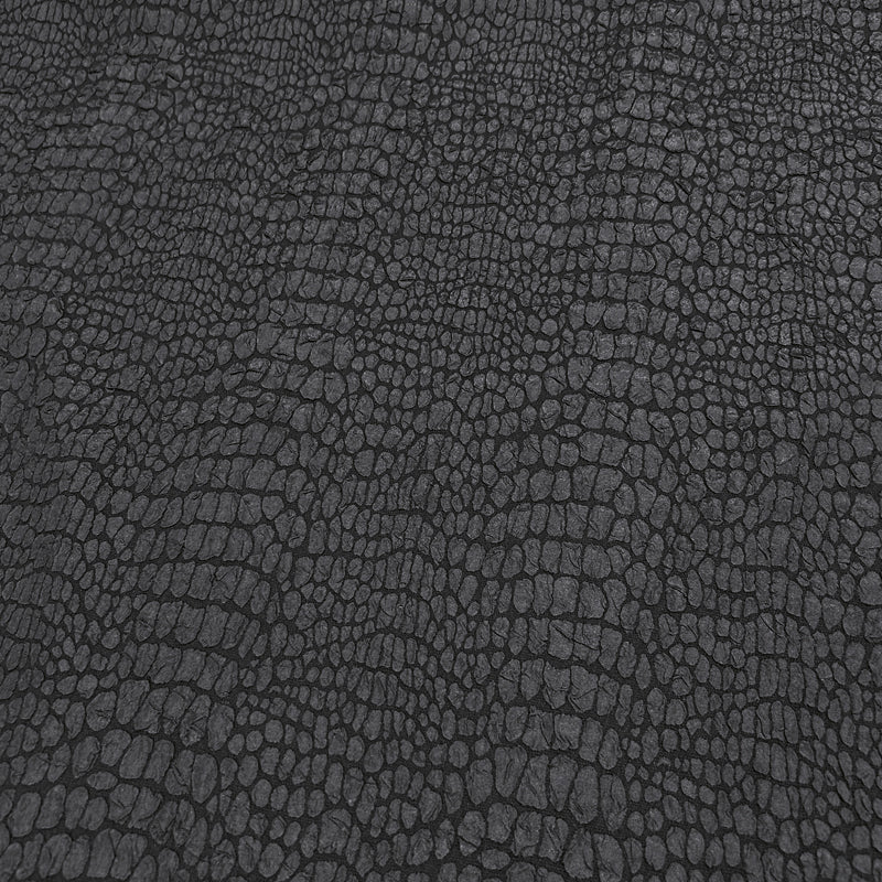 Black Embossed Brocade Fabric - Bubble Crinkle Snake Skin Textured