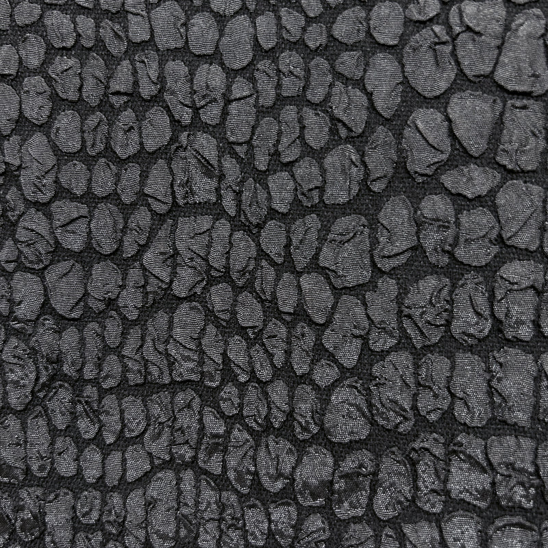 Black Embossed Brocade Fabric - Bubble Crinkle Snake Skin Textured