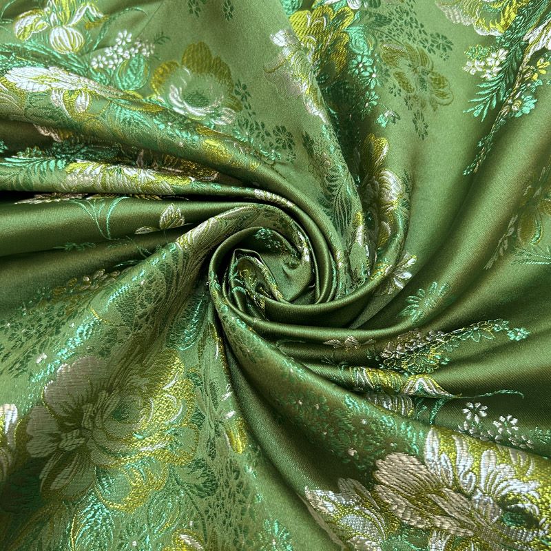 Floral Satin Brocade - Green Jacquard
