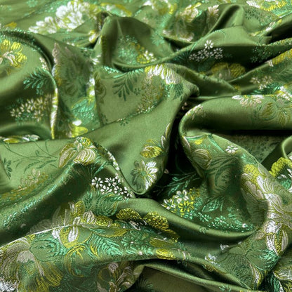 Floral Satin Brocade - Green Jacquard