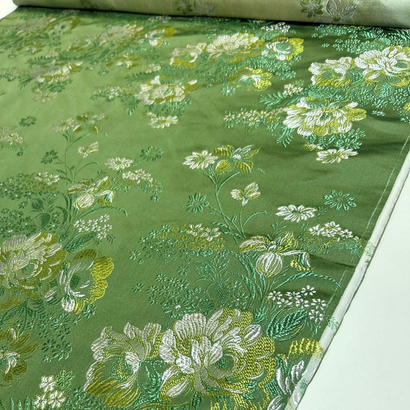 Floral Satin Brocade - Green Jacquard
