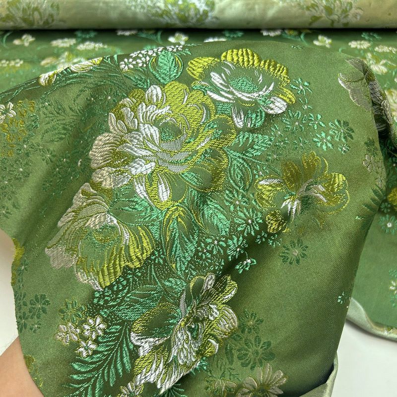 Floral Satin Brocade - Green Jacquard