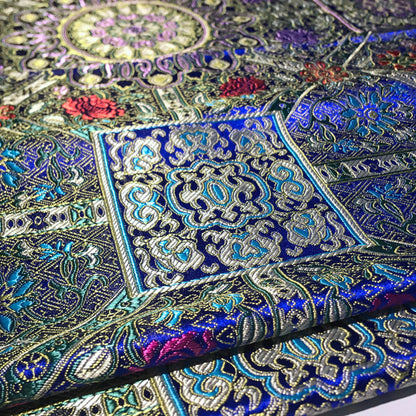 Royal Blue Geometric Relief Brocade - Multicolor Luxe