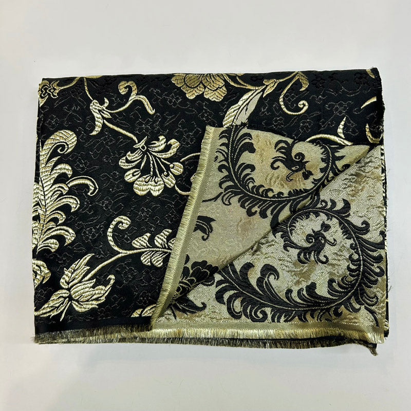 Byzantine Gold Tail Bloom Relief Gloss Brocade - On Black