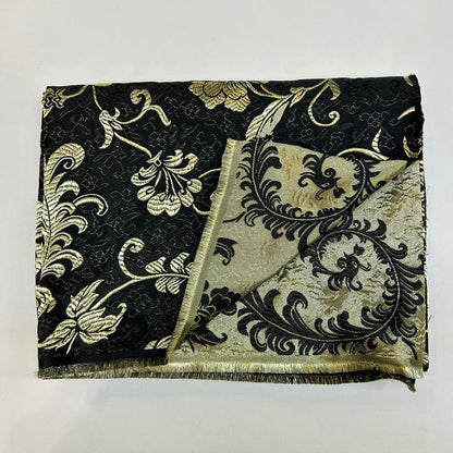 Byzantine Gold Tail Bloom Relief Gloss Brocade - On Black