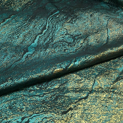 Glitter Green & Golden Jacquard Brocade – Sparkly Shiny Fabric for Clothing & Decor