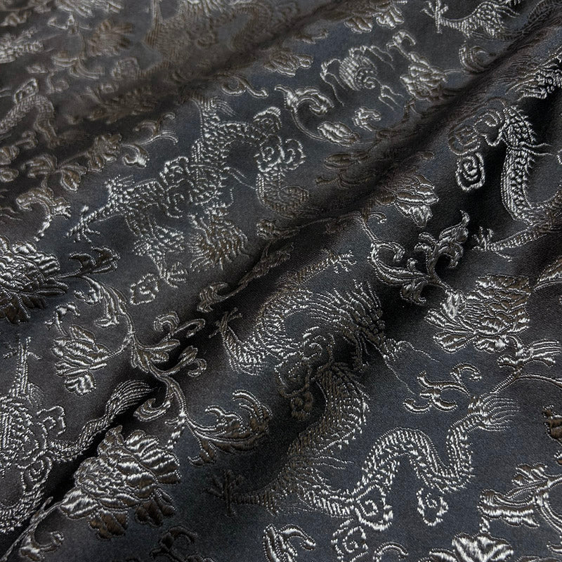 Black Dragon Chinese Brocade - Traditional Design Jacquard Textile