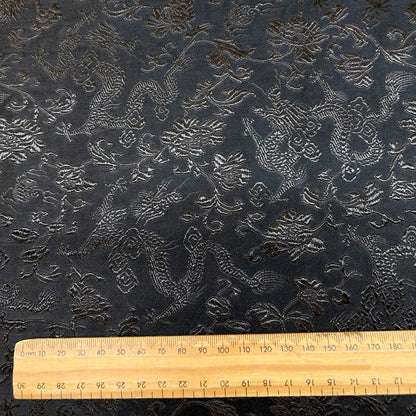 Black Dragon Chinese Brocade - Traditional Design Jacquard Textile