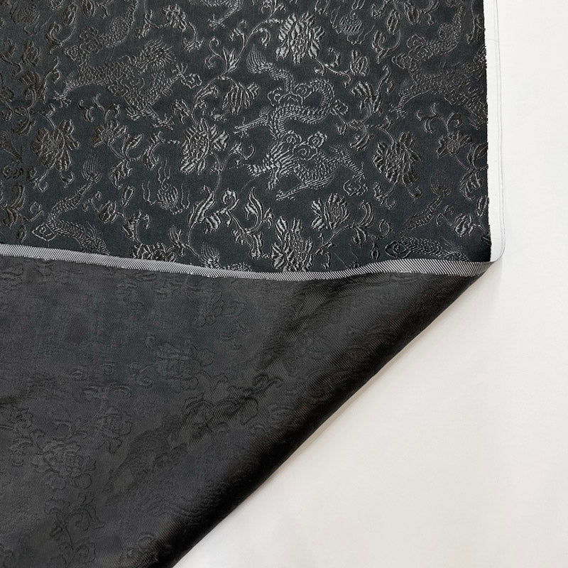 Black Dragon Chinese Brocade - Traditional Design Jacquard Textile