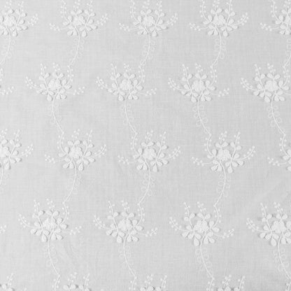 3D Floral Embroidery Cotton Fabric - Elegant White Raised Flower Lace