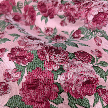 3D Rose Embossed Brocade - Vintage Floral Jacquard Fabric