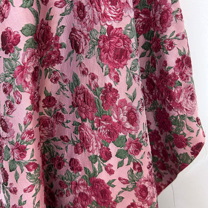 3D Rose Embossed Brocade - Vintage Floral Jacquard Fabric