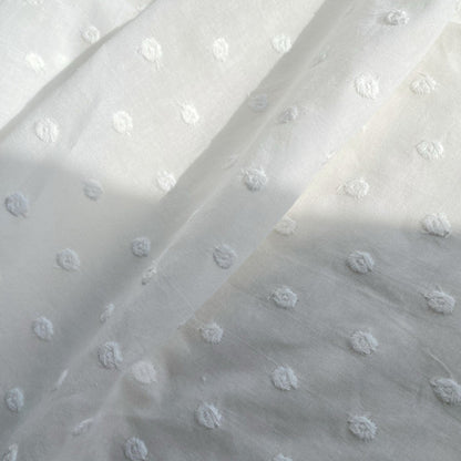Thin Swiss Dots Embroidered Fabric - White Polka Dot Cotton Lace
