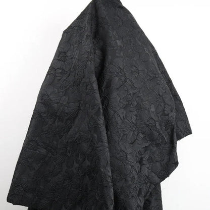 Floral Embossed Brocade - Black 3D Flower Fabric For Dressmaking