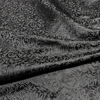 Black Victorian Jacquard Brocade - Shimmer Small Pattern Fabric