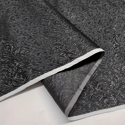 Black Victorian Jacquard Brocade - Shimmer Small Pattern Fabric