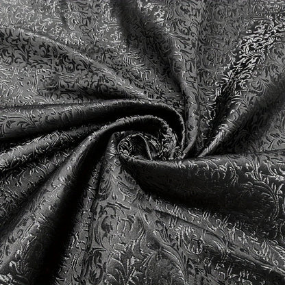 Black Victorian Jacquard Brocade - Shimmer Small Pattern Fabric