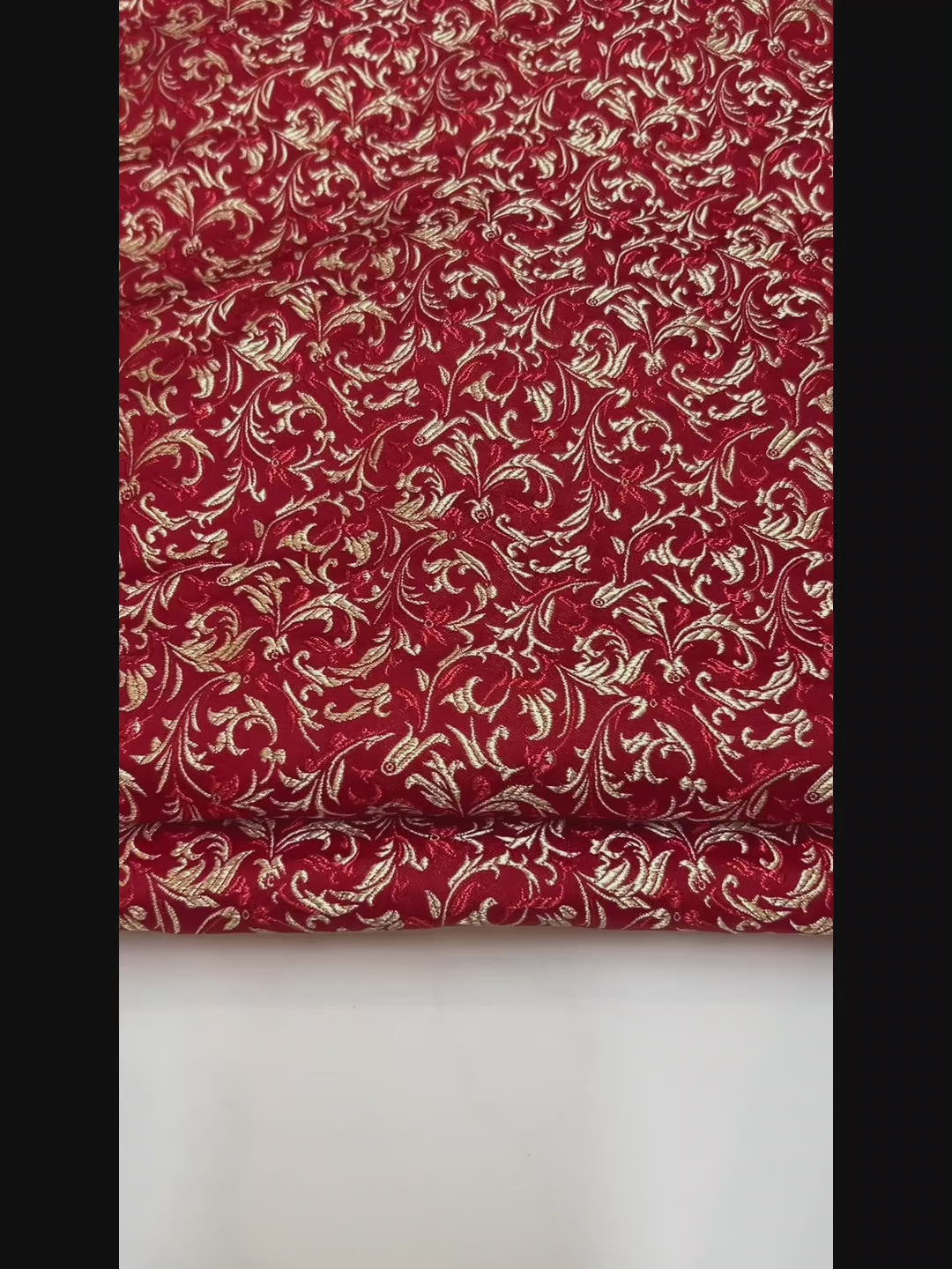 Red & Gold Victorian Brocade - Small Pattern Jacquard Fabric