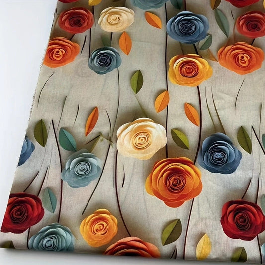 3D Blooming Floral Cotton Fabric – Vibrant Printed Textile