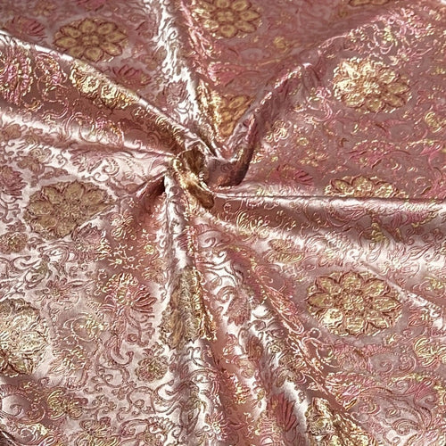 Pink Damask Brocade - Metallic Shimmer Jacquard Fabric