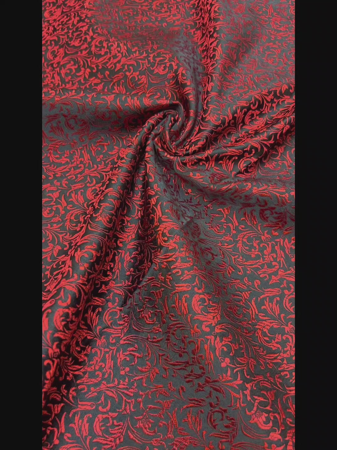 Black & Red Victorian Jacquard Brocade – Shimmer Woven Fabric