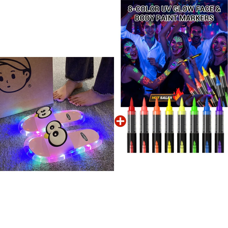 👣👣Cute LED Light-Up Plush Slippers for Women – Soft Cozy Indoor House Shoes