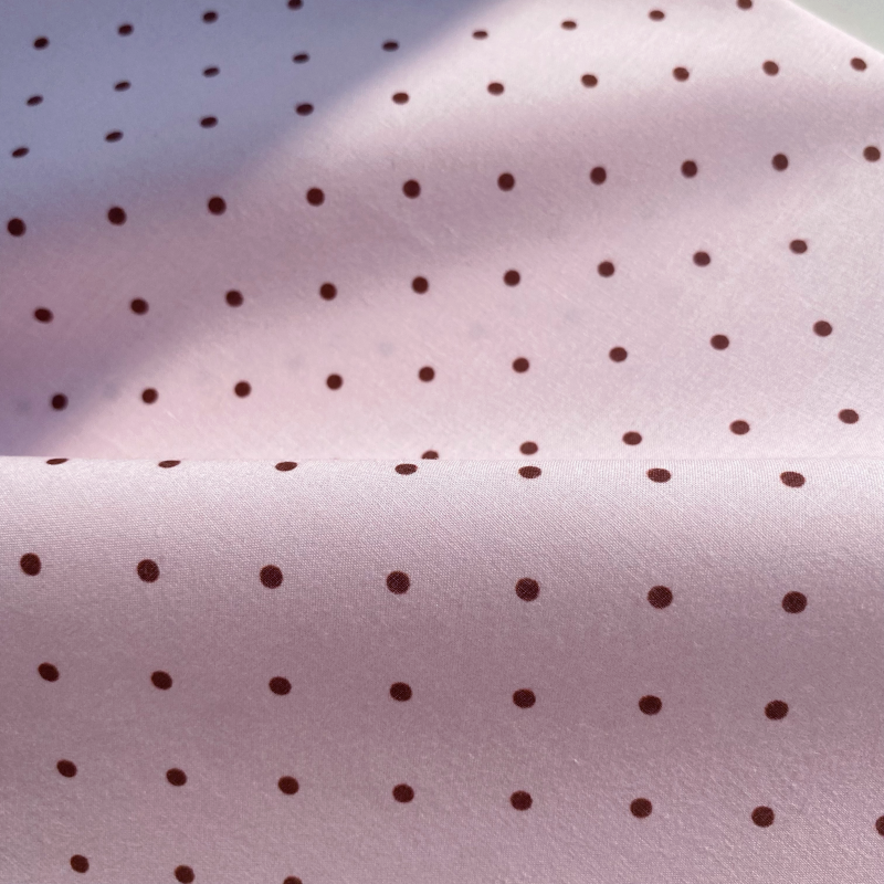 Classic Pink Small Dots 60s Cotton Fabric - Breathable Brown Spotted